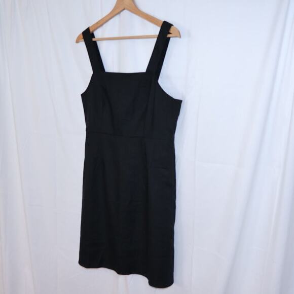 J Crew NWOT Biostretch Linen Blend Black A Line Dress Size 8 Sleeveless Straps - Picture 11 of 11